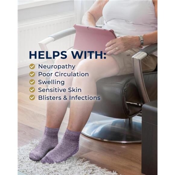 6 Pairs Diabetic Ankle Socks for Men & Women with Grips-12Colors Neuropathy Sock - Picture 4 of 7